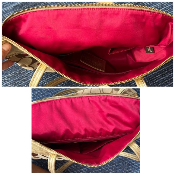 Coach "Laura Admirer" Multi Gold Jacquard Signature Hearts & Dots Tote F18870 - Picture 7 of 11